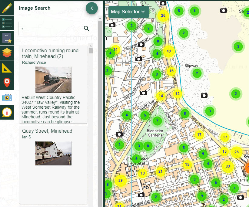 Image search tool and map with image markers